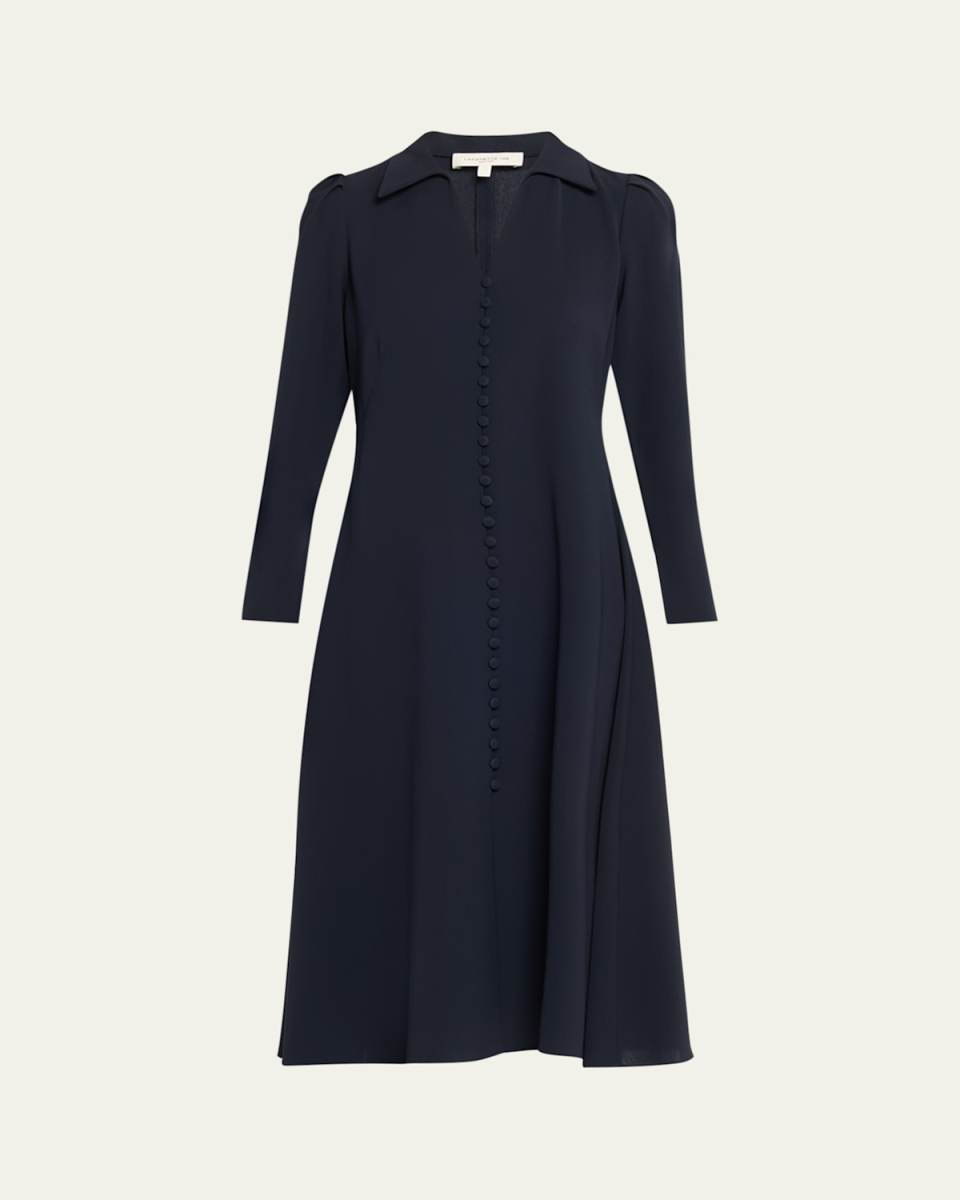 Button-Down Finesse Crepe Midi Dress